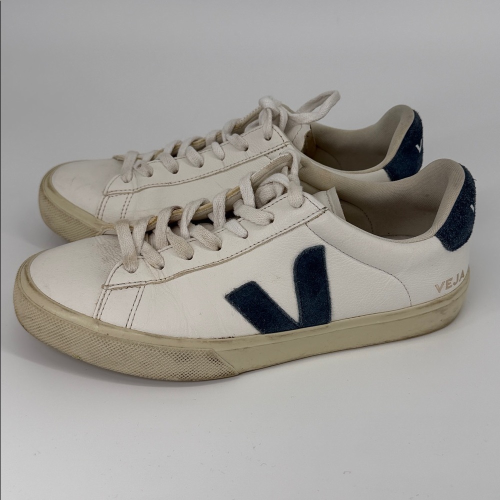 Veja Campo California Suede Leather Women Sneaker Wht/Blue Chromefree T2 Size 10 - Picture 4 of 12